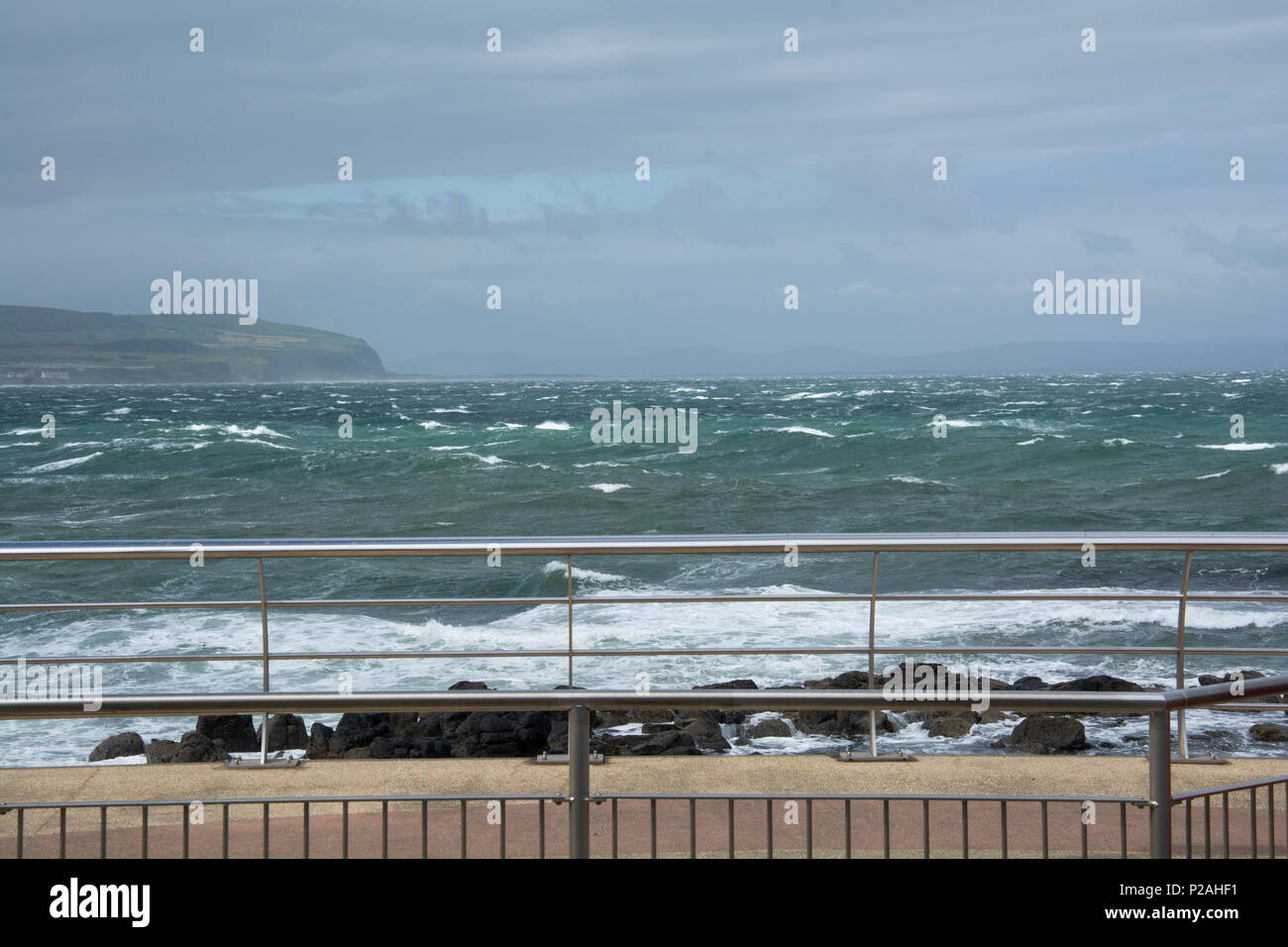 The Promenade, Portstewart,Northern Ireland. 14th June 2018. Storm “Hector” passes through the North Coast of Northern Ireland causing rough seas but not as much damage as predicted. Credit: Brian Wilkinson/Alamy Live News Stock Photo