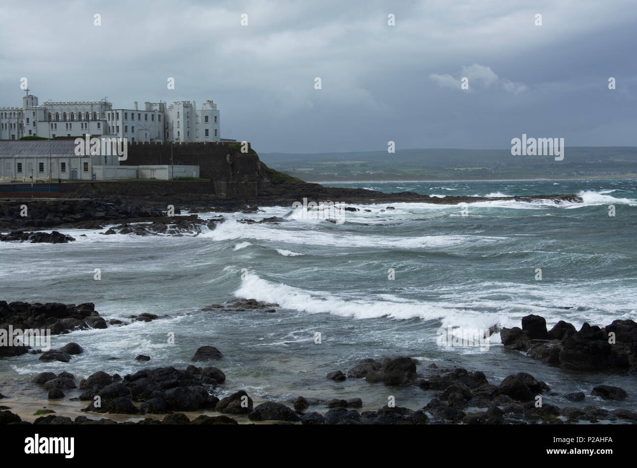 The Promenade, Portstewart,Northern Ireland. 14th June 2018. Storm â€œHectorâ€ passes through the North Coast of Northern Ireland causing rough seas but not as much damage as predicted. Credit: Brian Wilkinson/Alamy Live News Stock Photo
