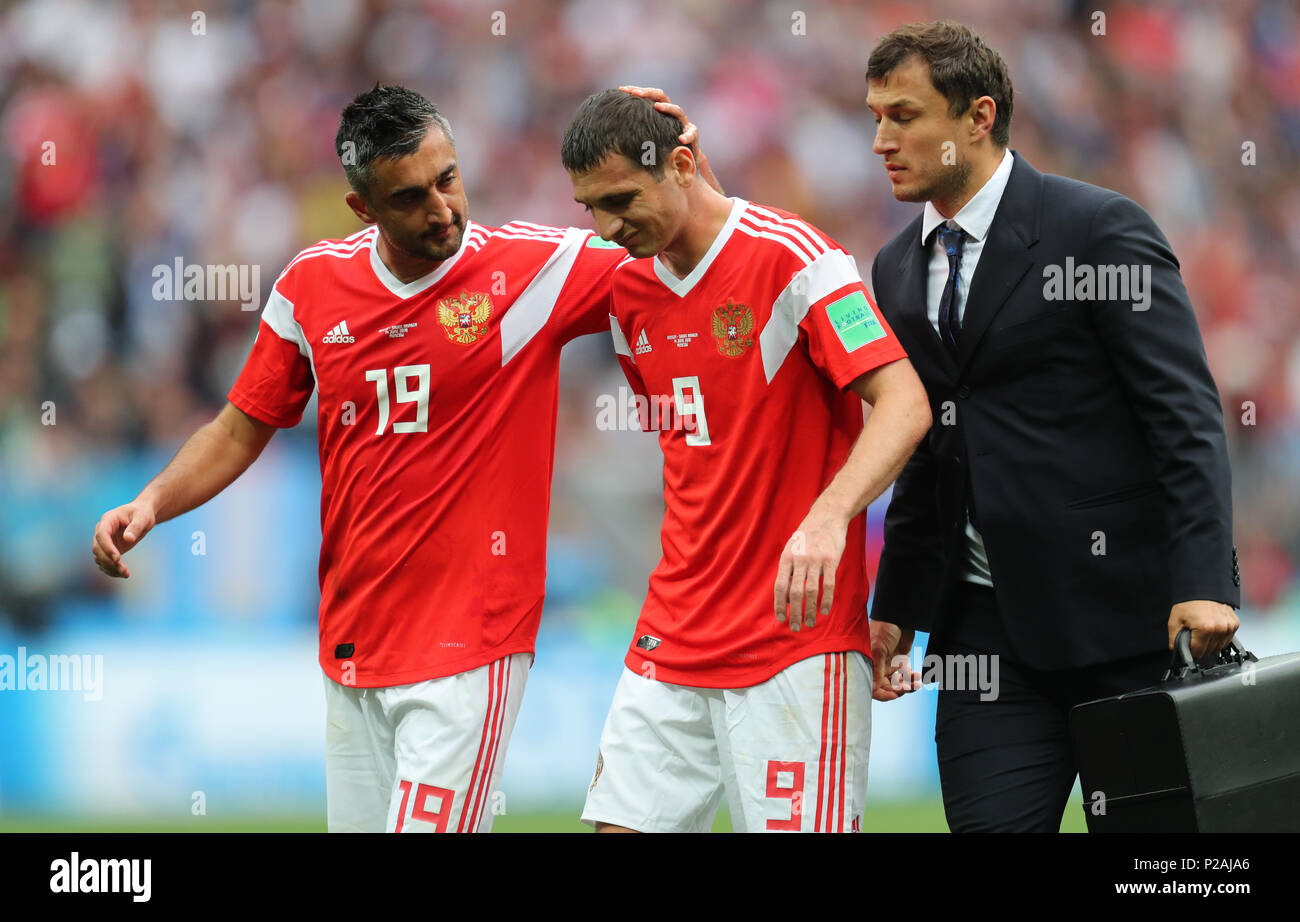 Moscow Russia. 14th Jun 2018. Yuri Zhirkov Alan Dzagoev RUSSIA V SAUDI ARABIA RUSSIA V SAUDI ARABIA 2018 FIFA WORLD CUP RUSSIA 14 June 2018 GBC8003 2018 FIFA World Cup Russia
