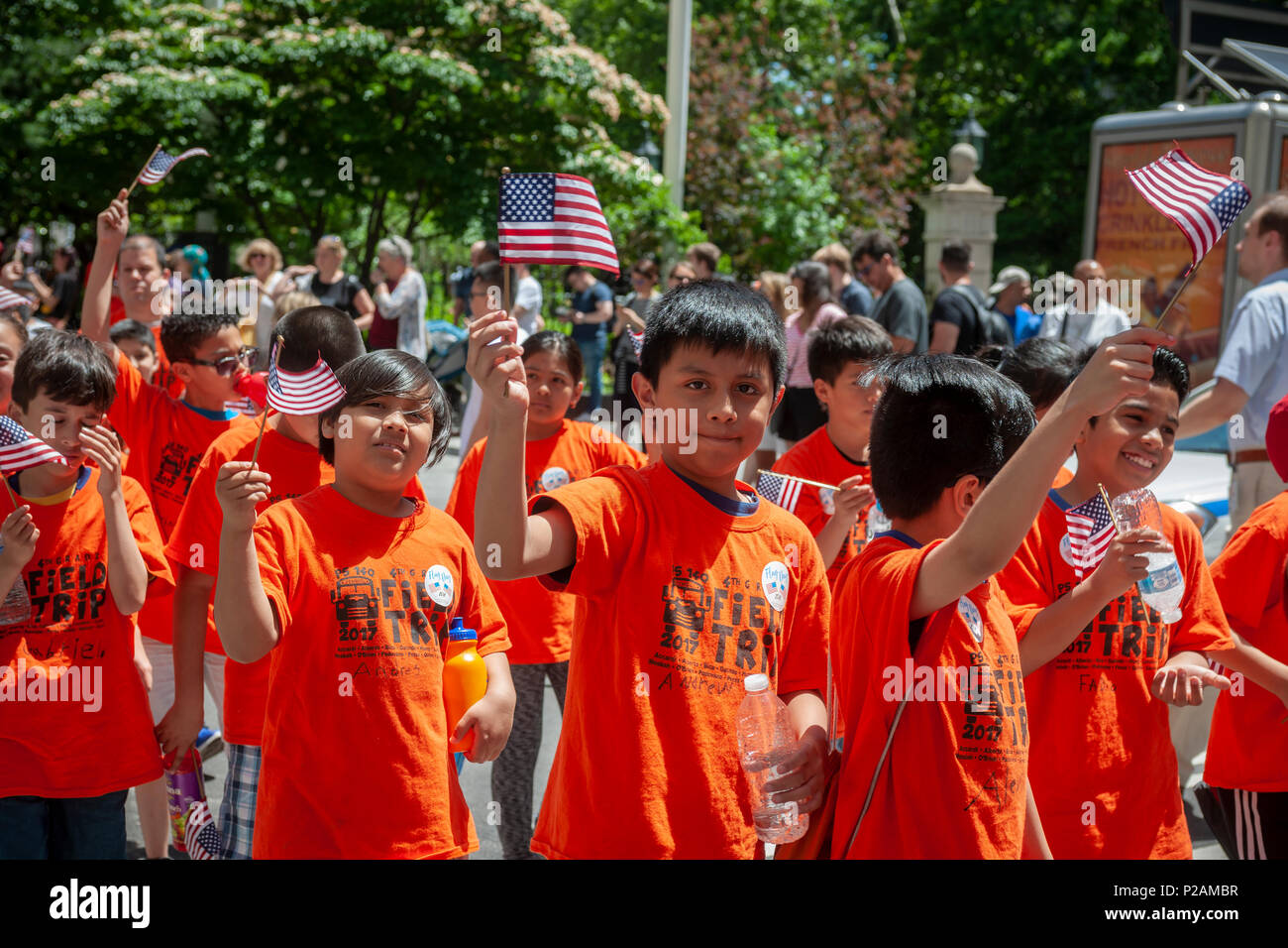 New York, USA. 14th Jun, 2018. Students from PS 140 march in the annual