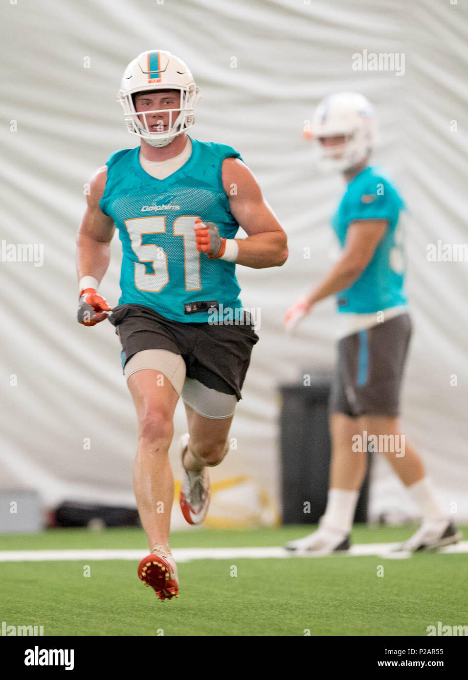 Davie, Florida, USA. 14th June, 2018. Miami Dolphins linebacker Quentin