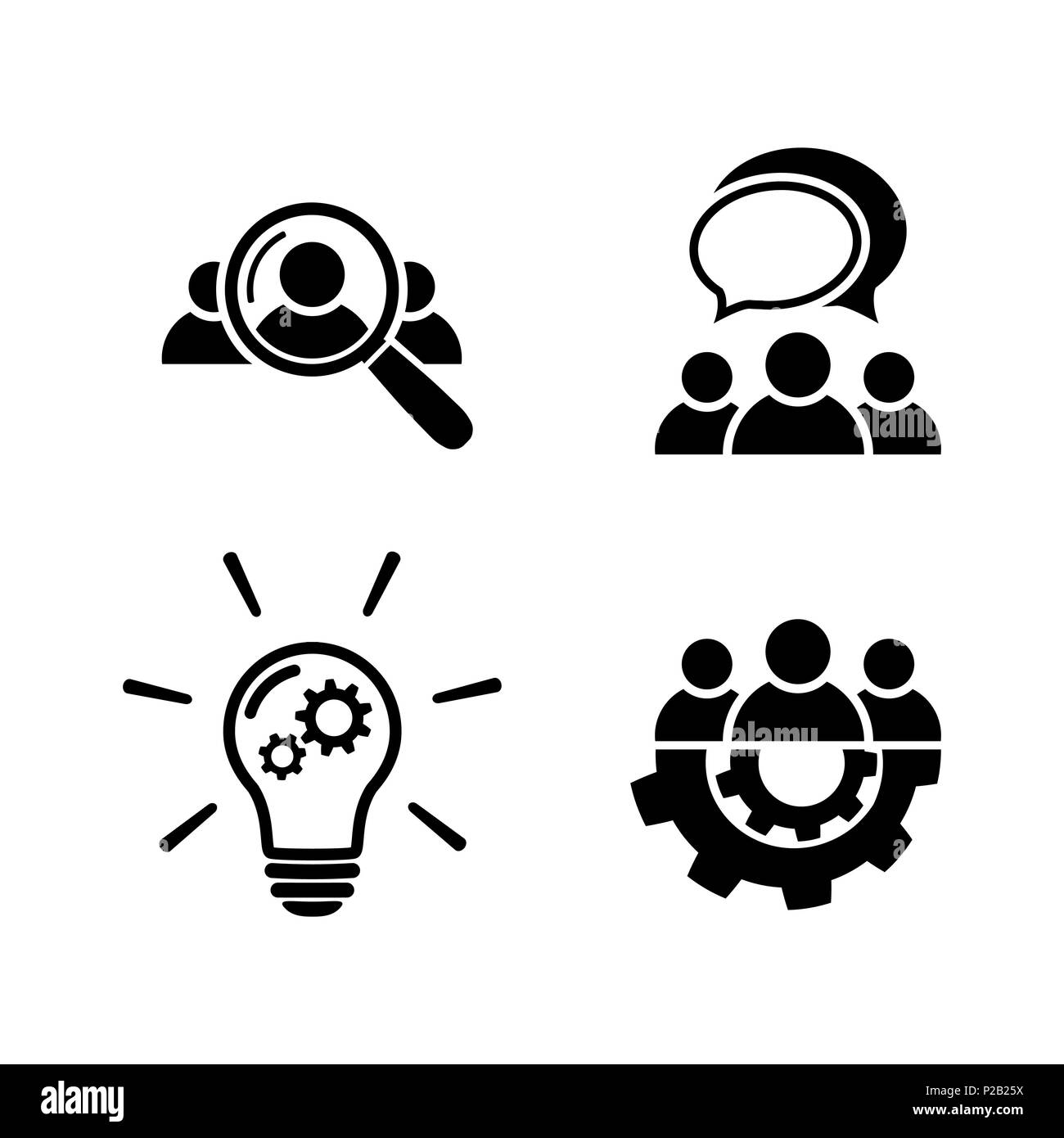 Teamwork icon set in flat style Stock Vector