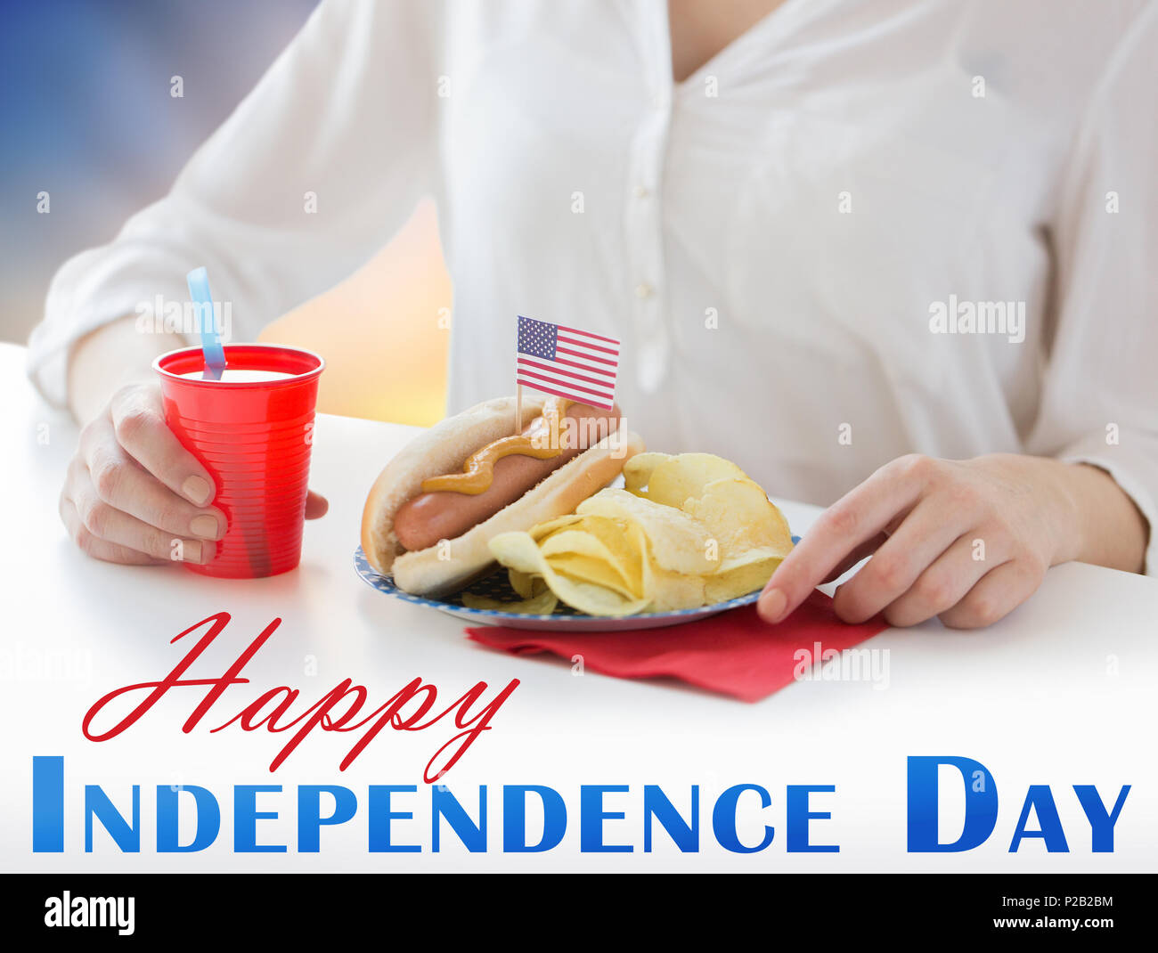 woman celebrating american independence day Stock Photo