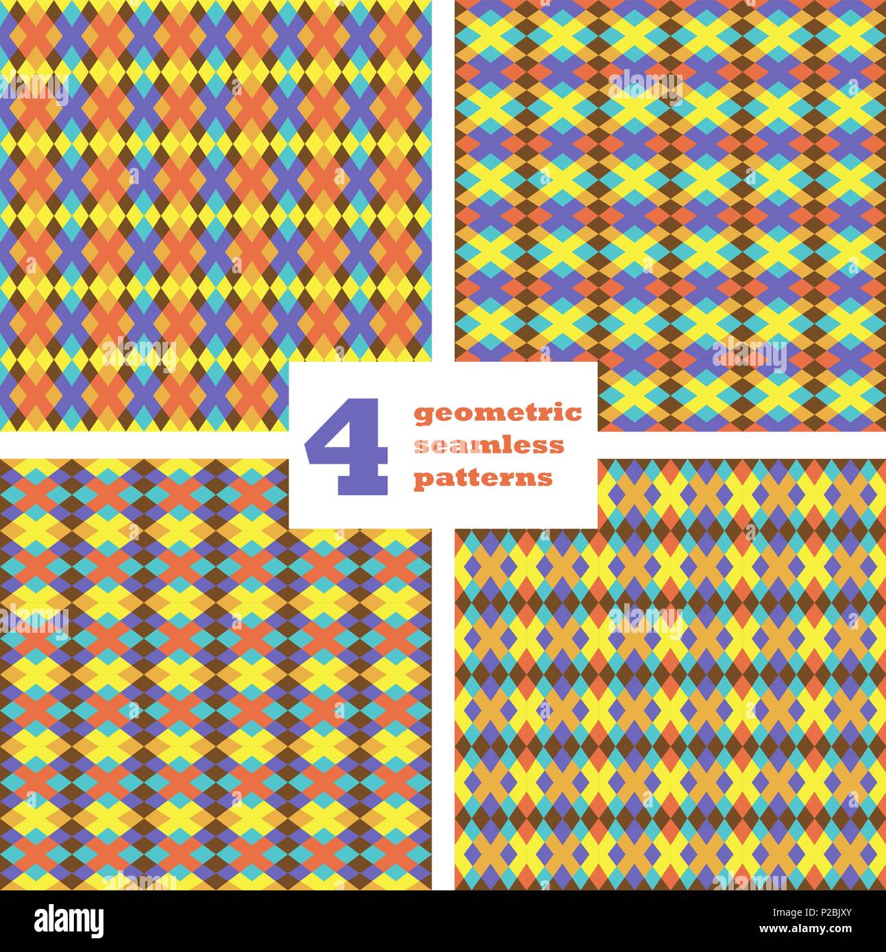 Set of geometric seamless pattern. Abstract background. Vector ...