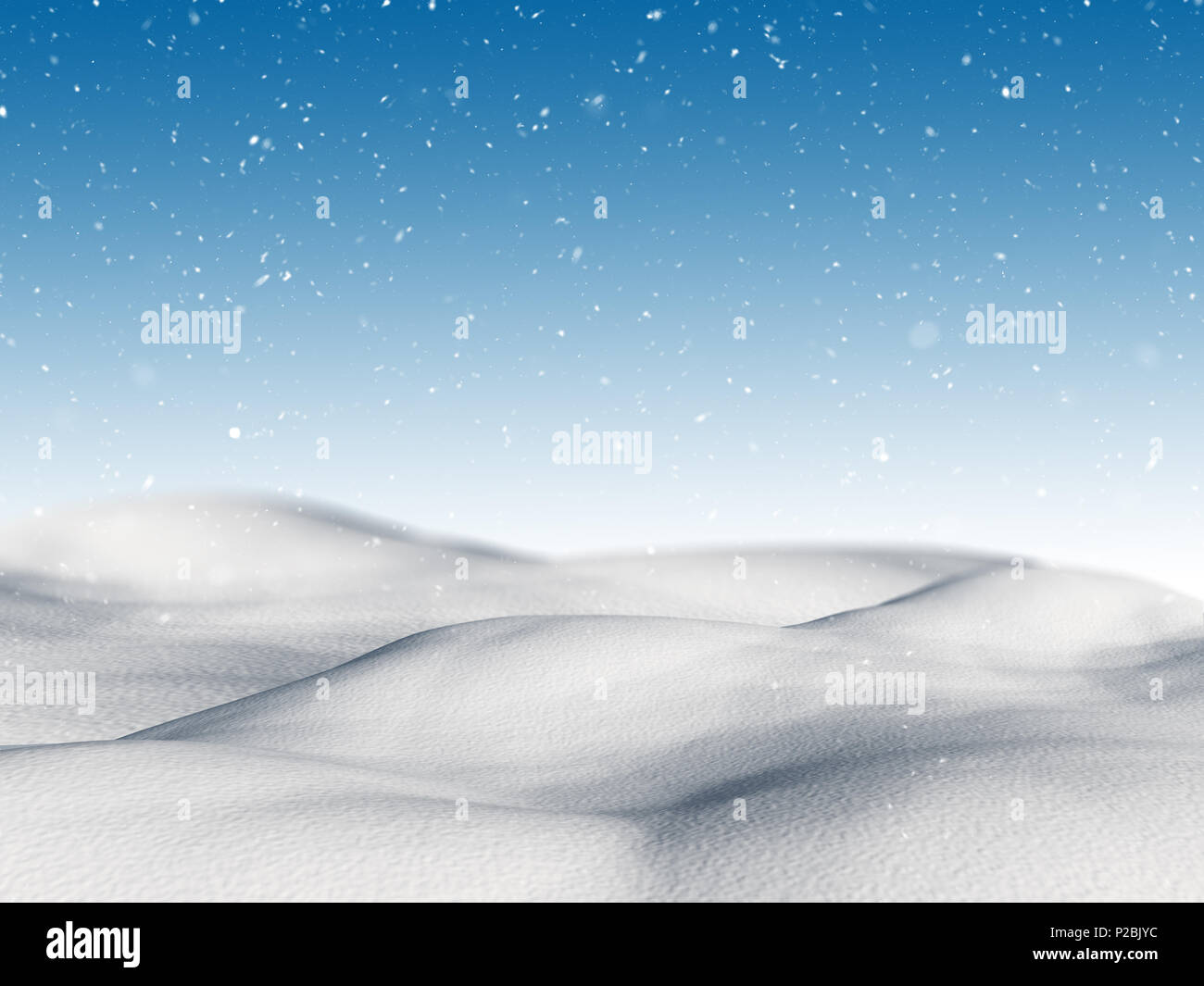 3D render of a snowy landscape with falling snow Stock Photo - Alamy