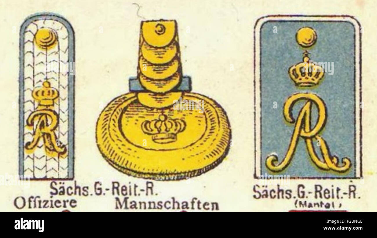 285 Schulterstücke, Sächsisches Garde-Reiter-Regiment, Die Uniformen der deutschen Armee, Ruhl, Tafel 32 Stock Photo