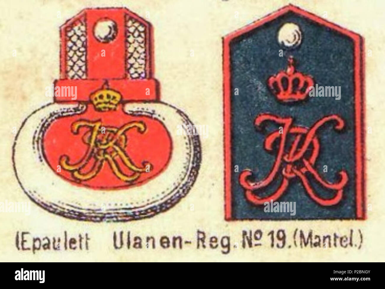 285 Schulterstücke, Ulanen-Regiment (1. Württembergisches) Nr. 19, Die Uniformen der deutschen Armee, Ruhl, Tafel 31 Stock Photo