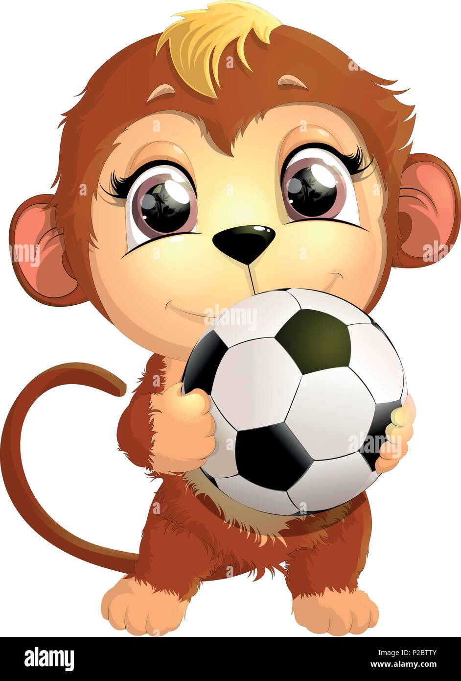 beautiful cute monkey painted on a white background Stock Vector