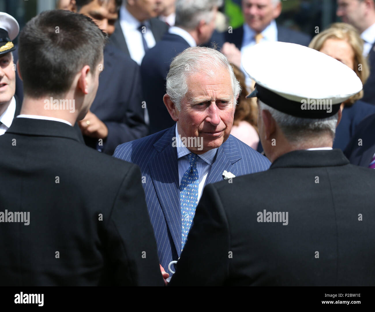 The Prince of Wales during a visit to the National Maritime College of Ireland as part of his tour of the Republic of Ireland. PRESS ASSOCIATION Photo. PRESS ASSOCIATION Photo. Picture date: Thursday June 14, 2018. See PA story ROYAL Charles. Photo credit should read: Brian Lawless/PA Wire Stock Photo