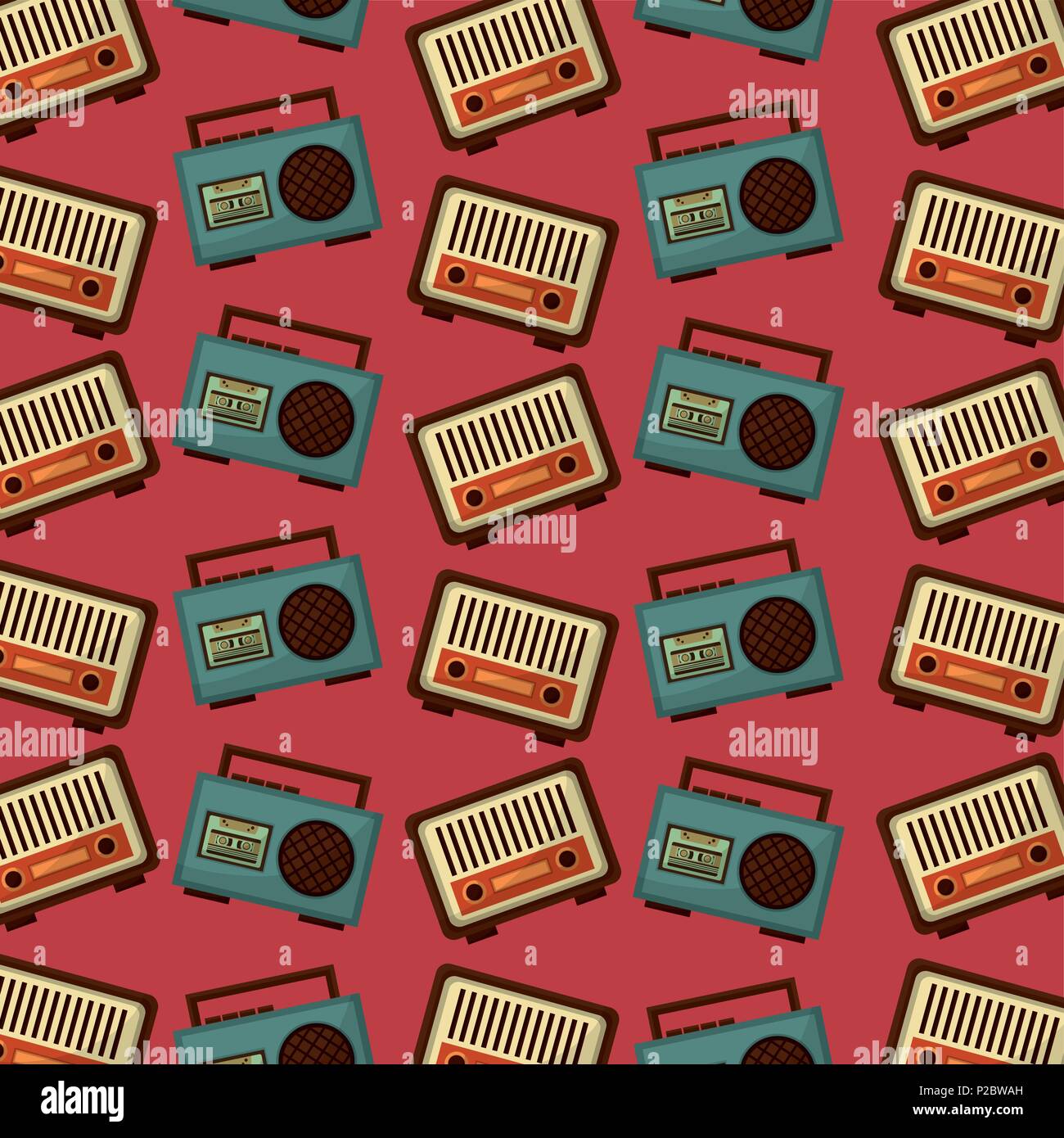 Retro Vintage Music Radio Boombox Stereo Cassette Background Vector ...