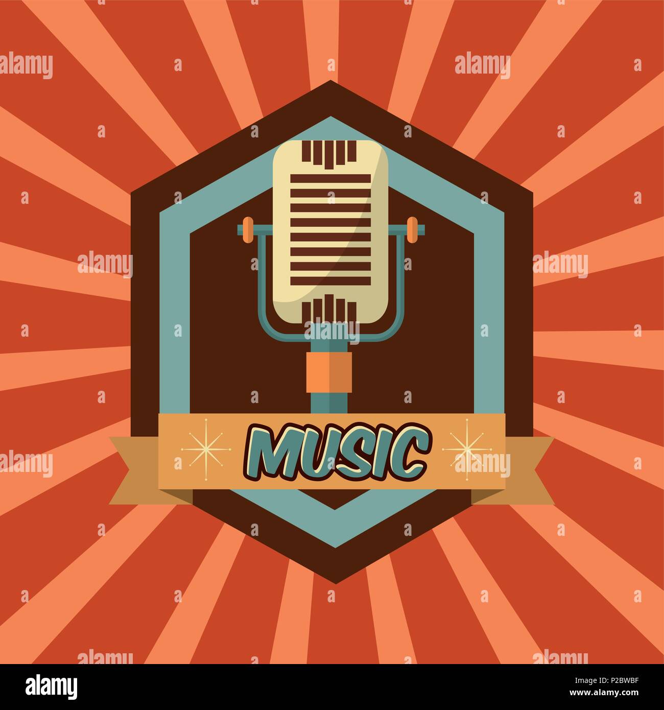 retro vintage microphone music sound emblem vector illustration Stock ...