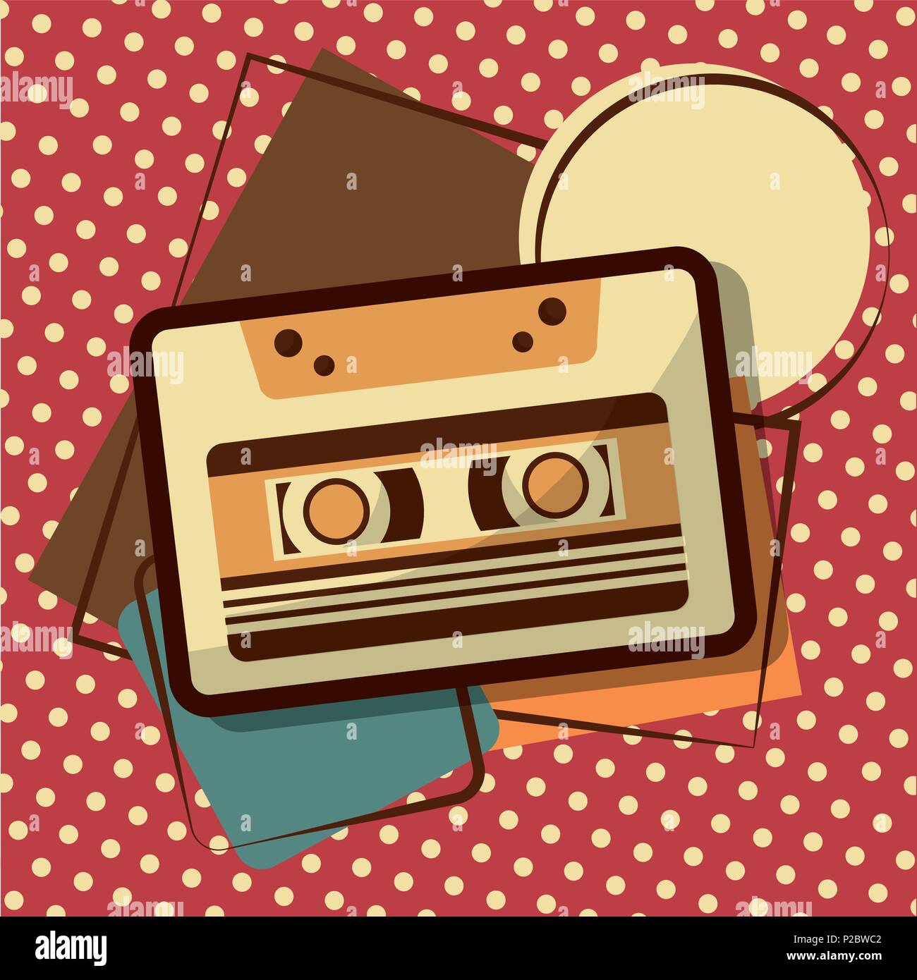 retro vintage music cassette recorder tape memphis background vector ...