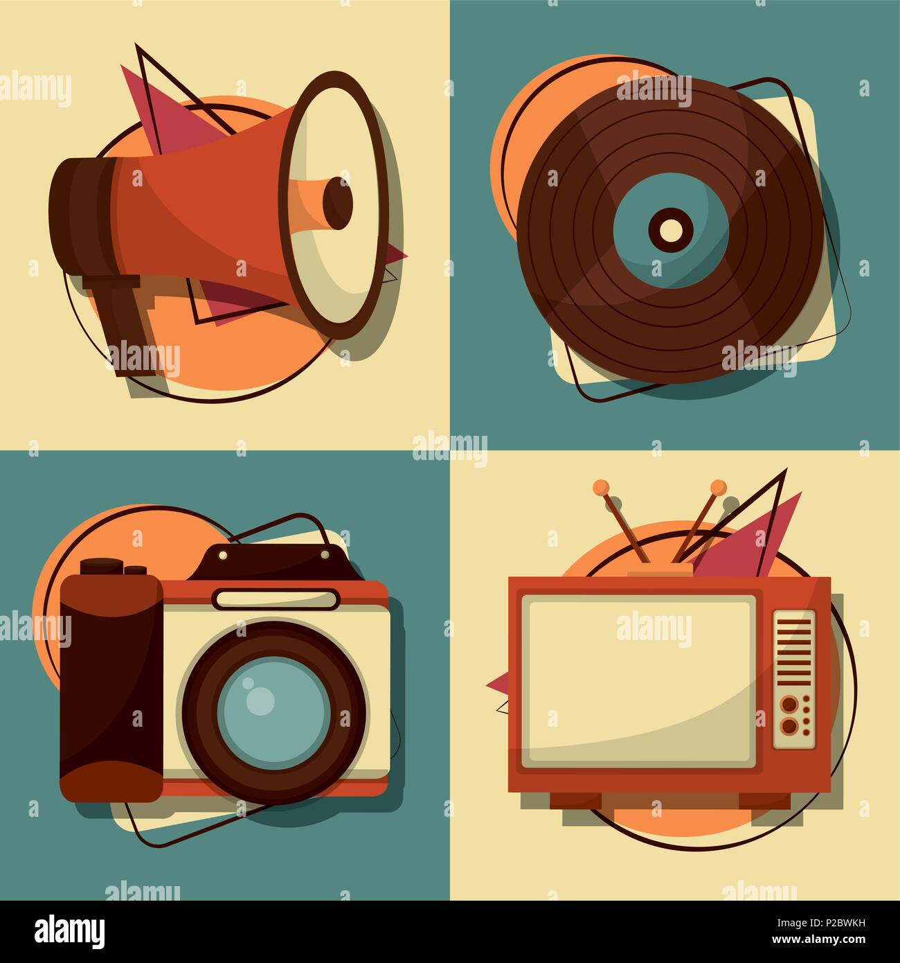 set of retro vintage devices vector illustration Stock Vector Image ...
