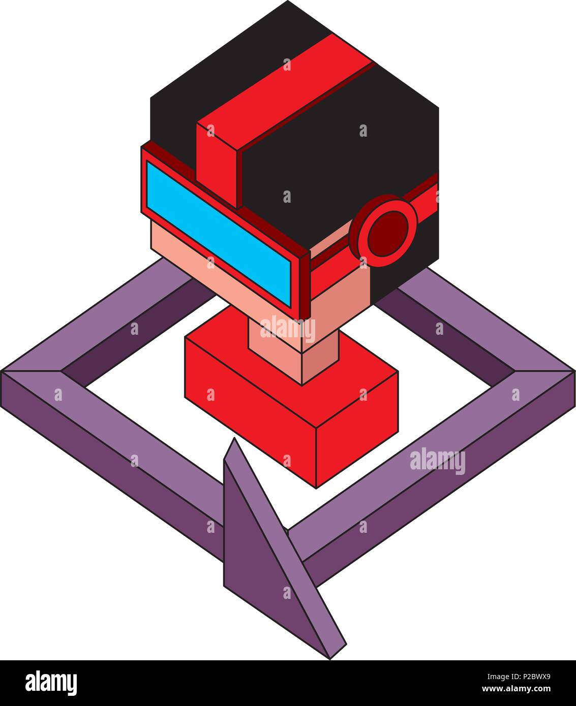 boy using vr goggles 360 degree design vector illustration isometric Stock Vector