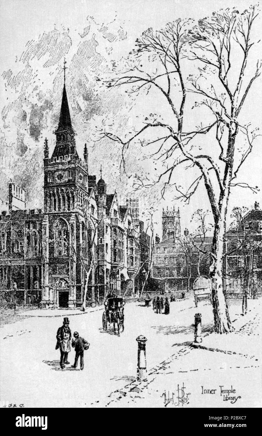 . English: Herbert Railton's illustration of the Inner Temple Library . circa 1895. Herbert Railton (1857–1910)[1] 146 Herbert Railton - The Inner Temple Library Stock Photo