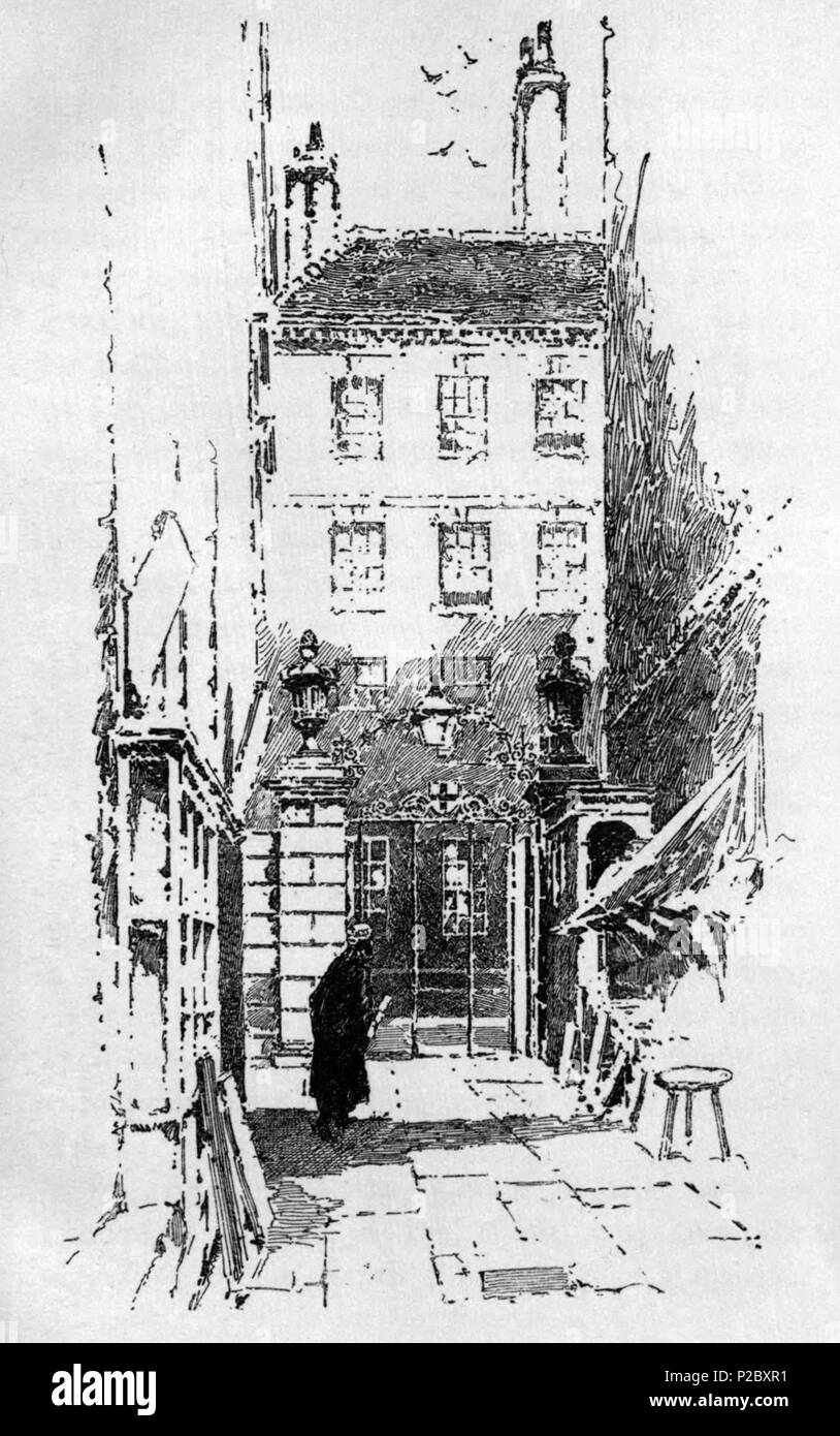 . English: Herbert Railton's illustration of the gateway to Middle Temple . circa 1895. Herbert Railton (1857–1910)[1] 146 Herbert Railton - Gateway to Middle Temple Stock Photo