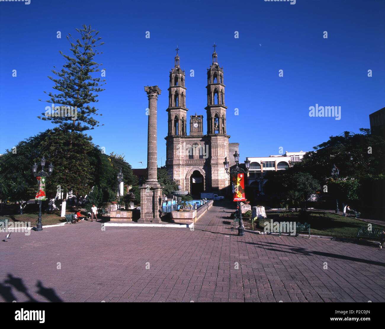 Mexico.Nayarit.Ciudad de Tepic.Plaza Principal y Catedral siglos XVIII-XIX. Stock Photo
