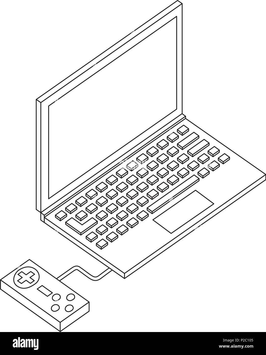 laptop computer and controller game Stock Vector Image & Art - Alamy