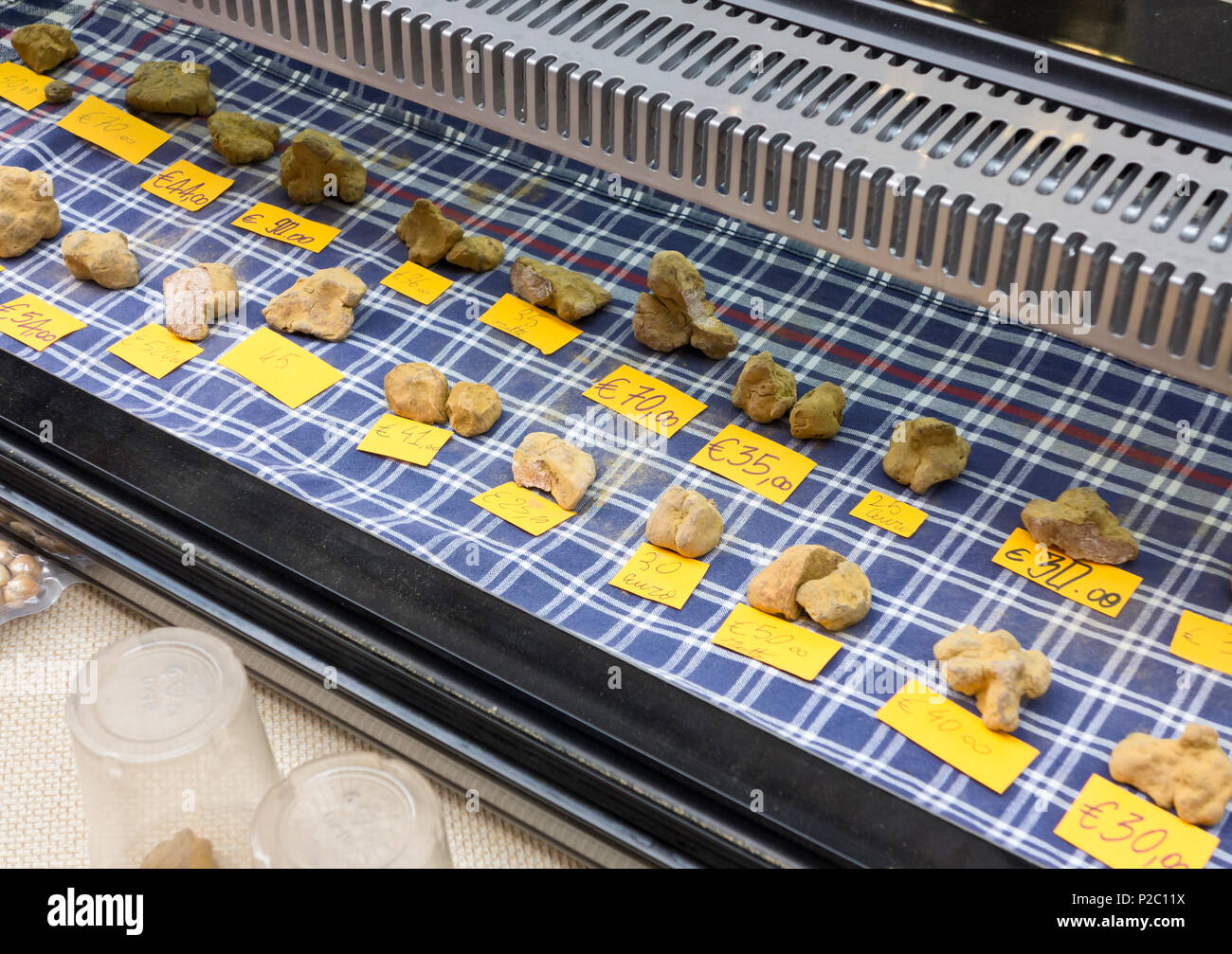 White truffles on display, truffle festival 2017, Alba, Italy Stock ...