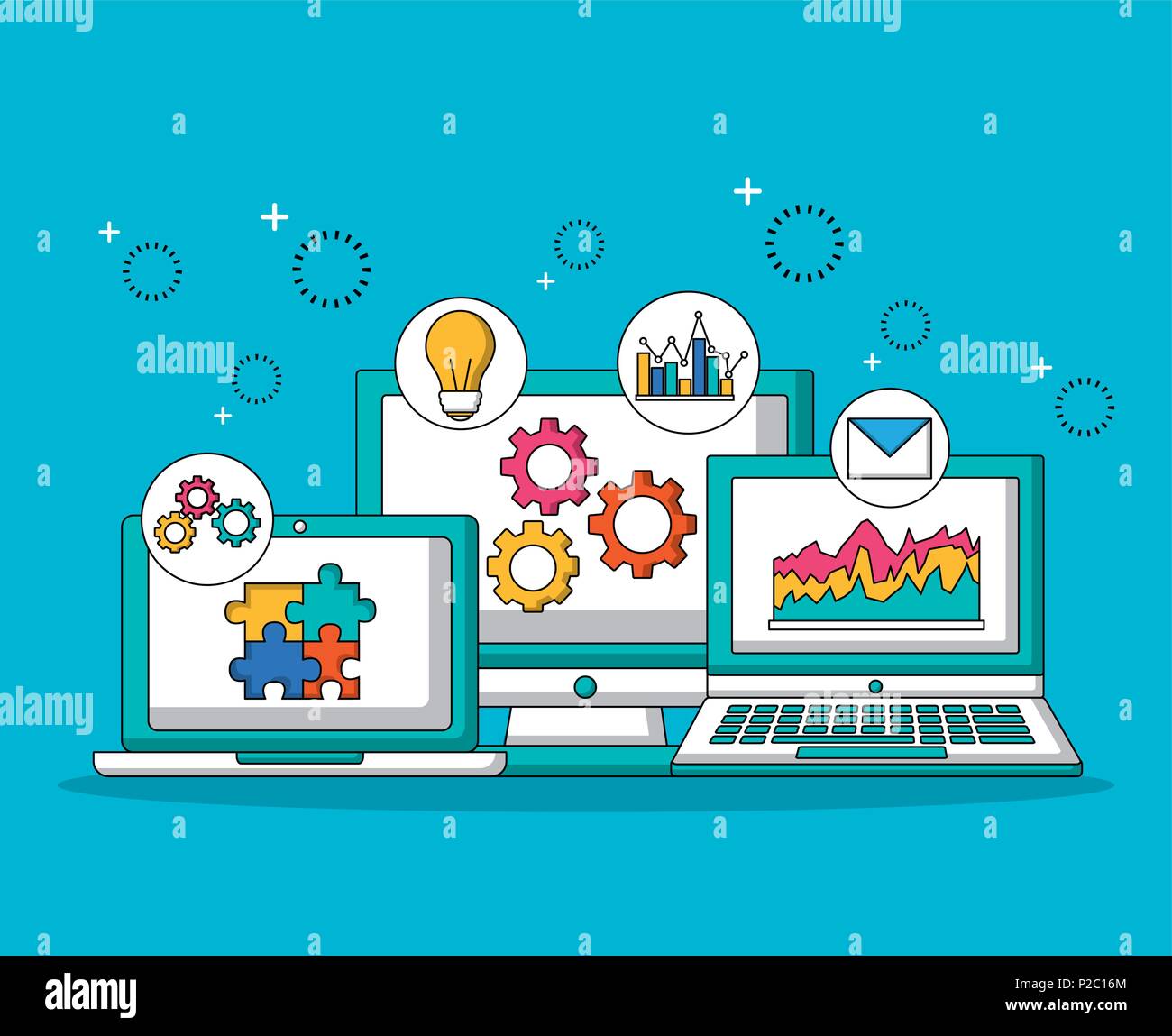 Teamwork collaboration unity corporate gear Stock Vector Images - Alamy