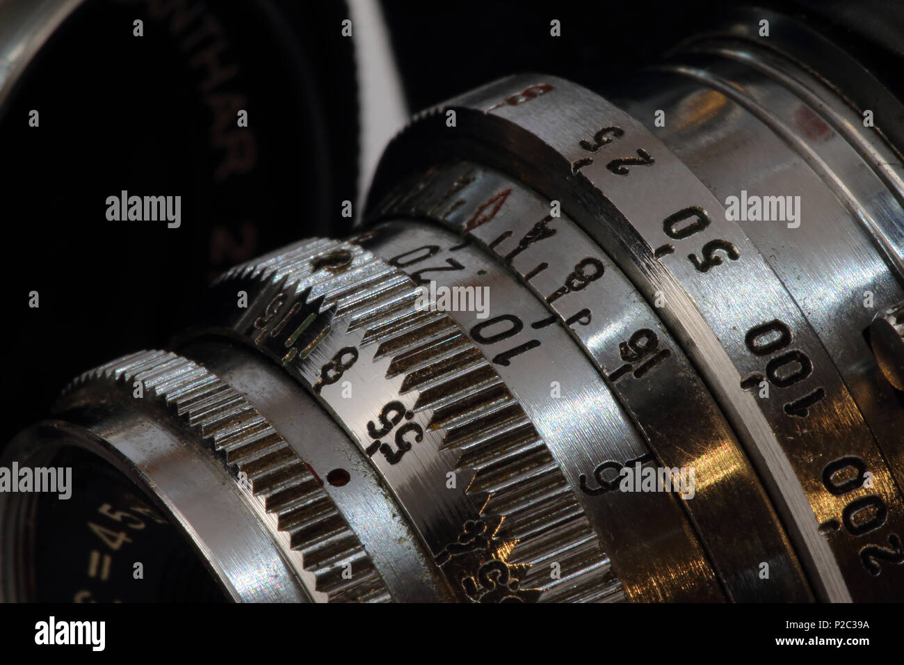 Close up of Antique Camera lens Stock Photo