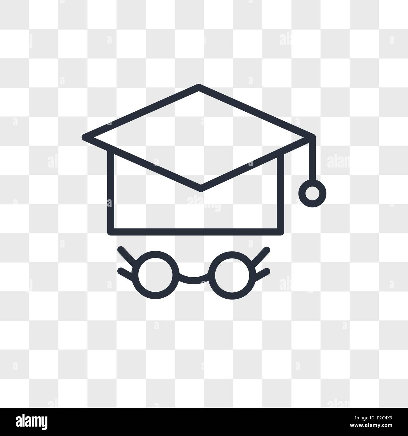 Mortarboard vector icon isolated on transparent background, Mortarboard logo concept Stock Vector