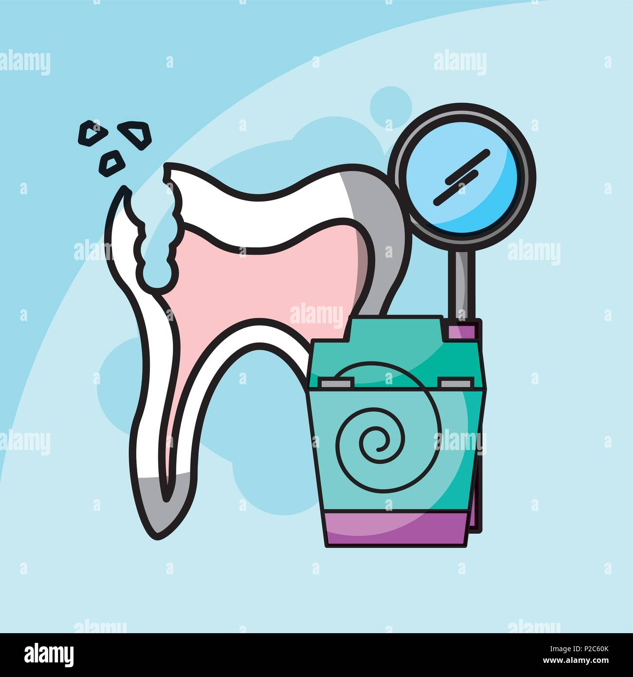 dental care broken tooth floss and tool dentistry Stock Vector Image ...