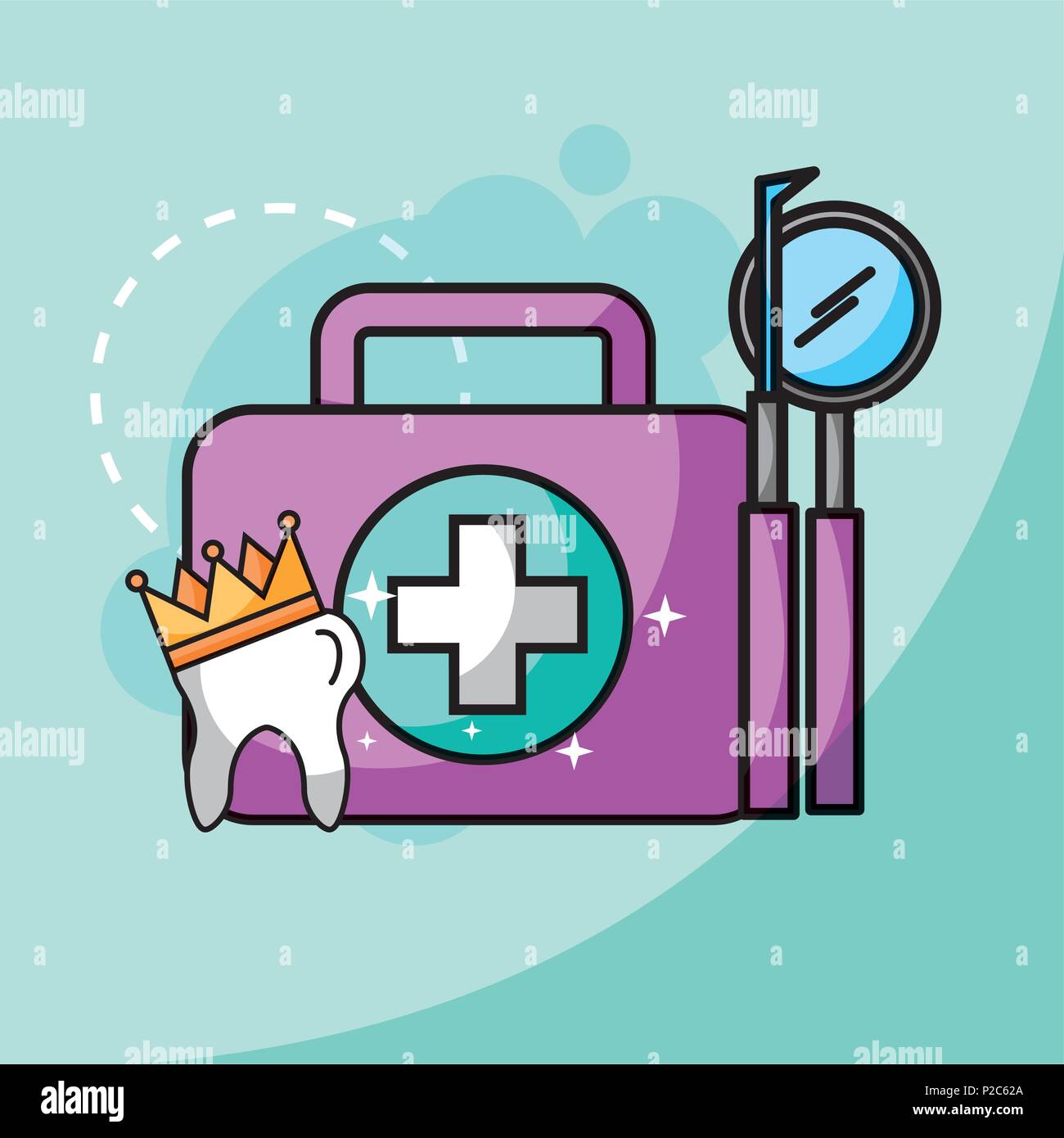 tooth in crown kit and tools dental care Stock Vector Image & Art - Alamy