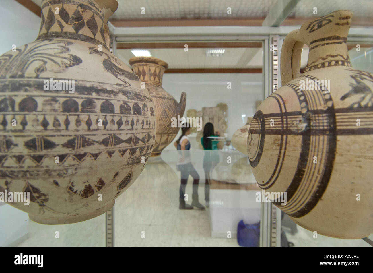 Clay pots in the Archeological Museum in Limassol, Cyprus Stock Photo