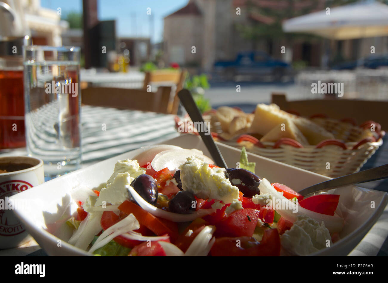 Greek salad in Gabriels Tavern, Old-Paphos, Palaa Paphos, today Kouklia, Paphos, Cyprus Stock Photo