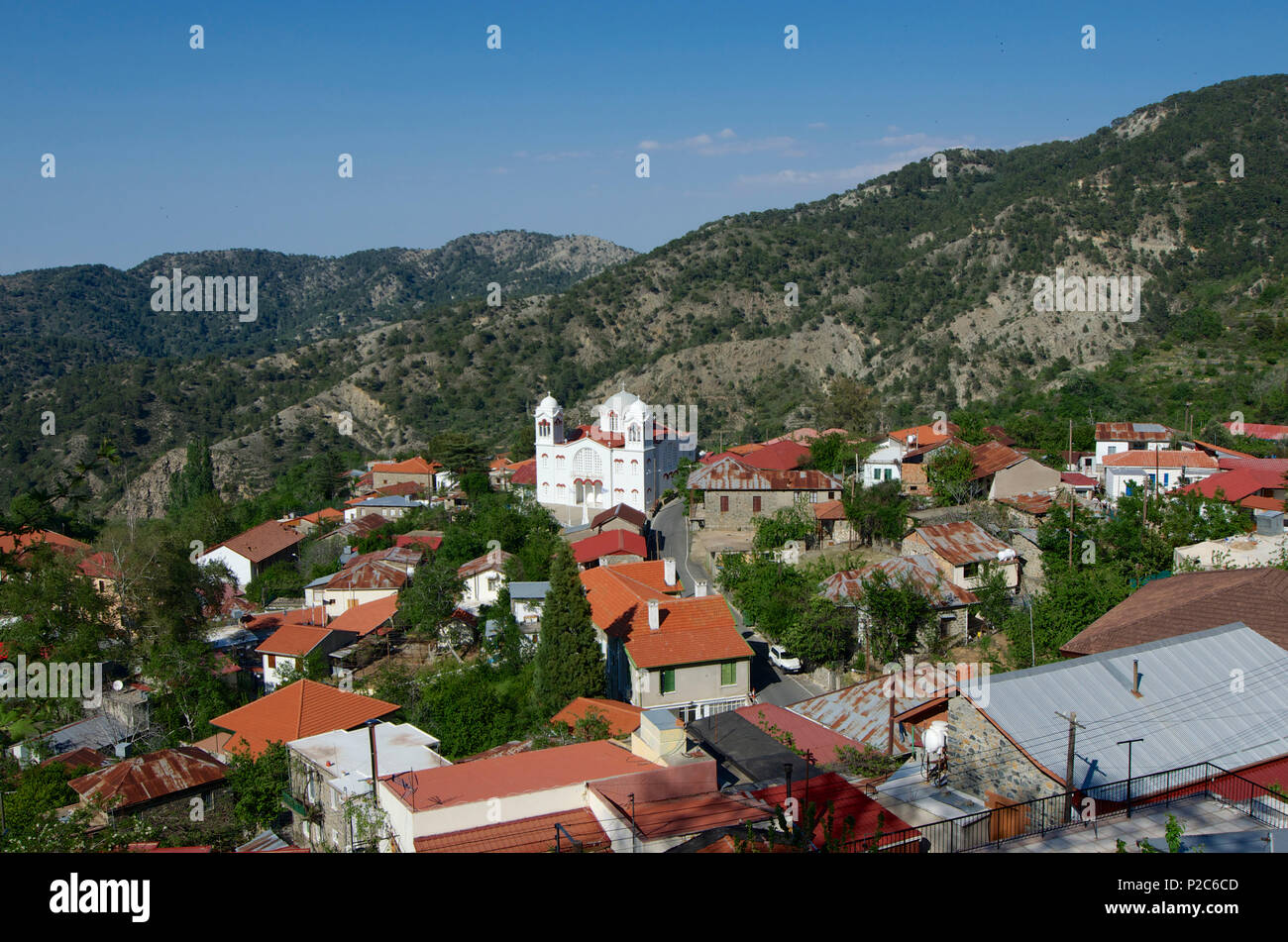 View obove Pedoulas, Troodos mountains, Cyprus Stock Photo