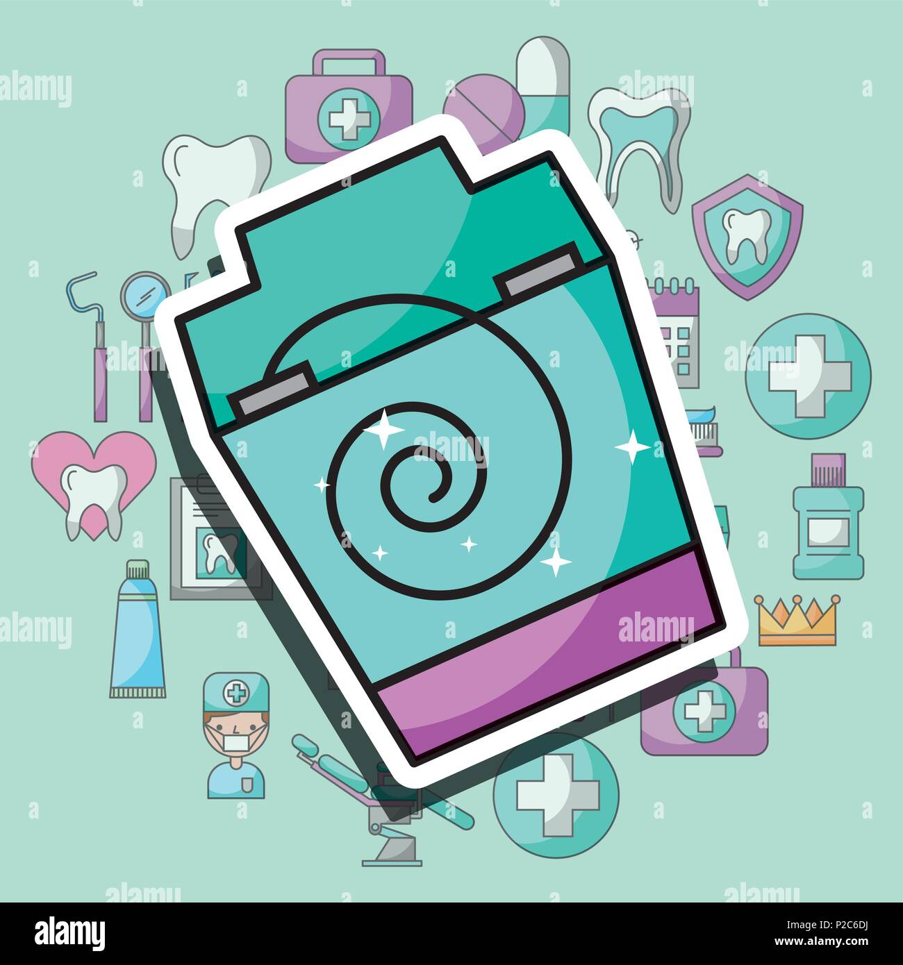 dental floss hygiene care and treatment Stock Vector Image & Art - Alamy