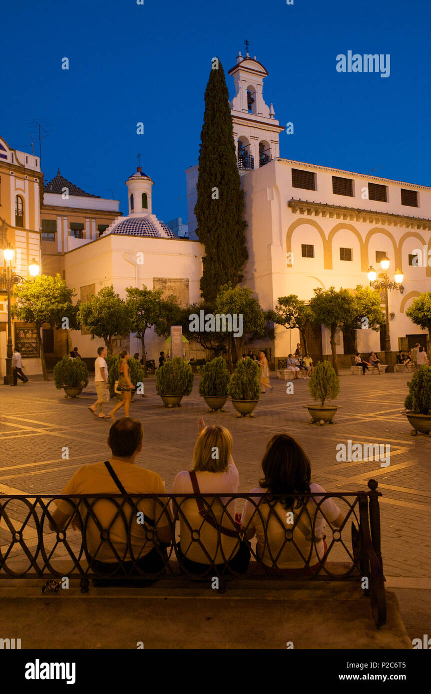 Plaza in front of the cathedral, Giralda, Sevilla, Andalusia, Spain, Europe Stock Photo