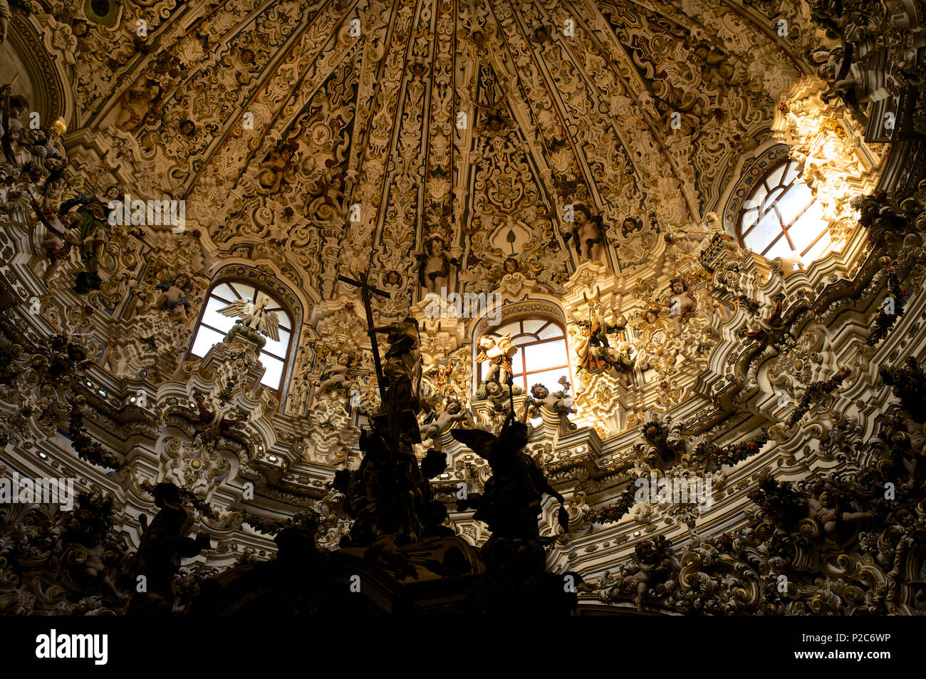 Barock dome of the San Mateo Church, in Lucena, Sierra Subeticas, Cordoba province, Andalusia, Spain Stock Photo