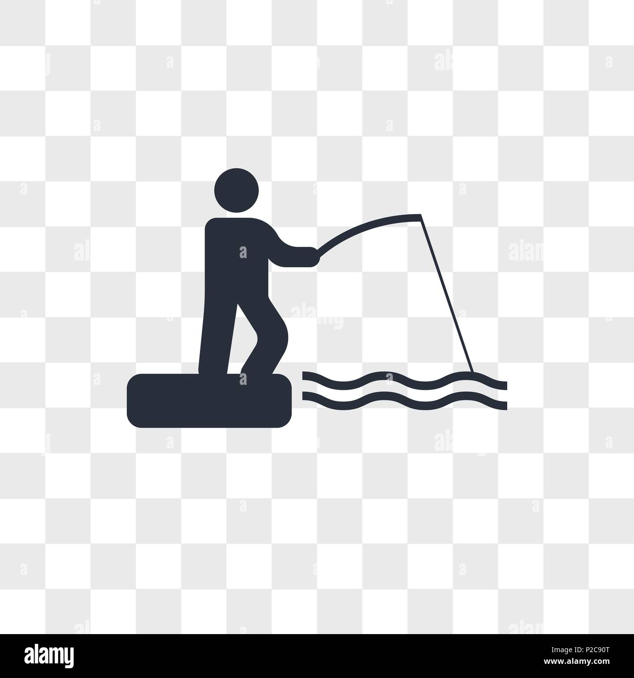 Fishing rod and fisher vector icon isolated on transparent