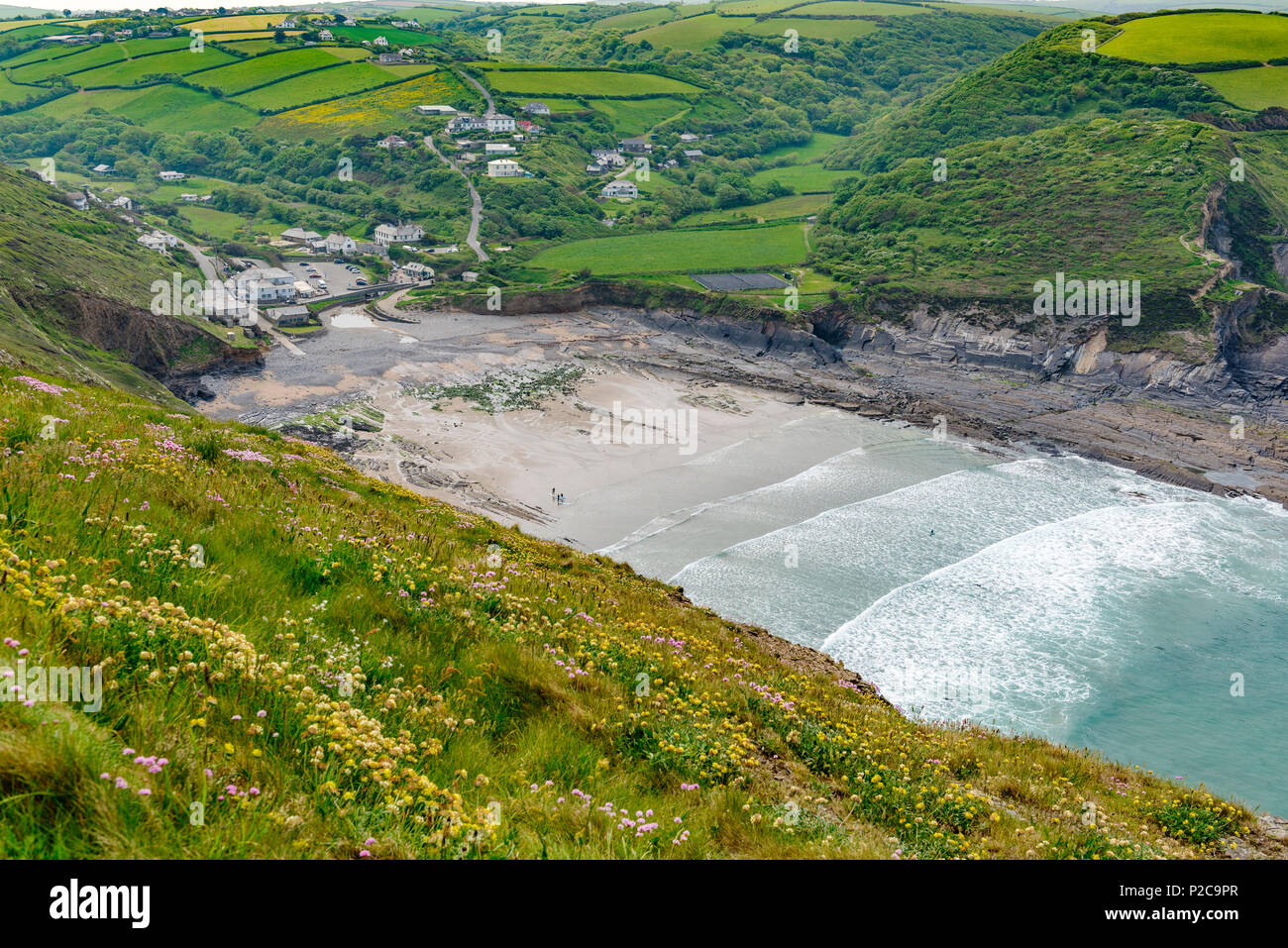 A section of the south west coast path at Crackington Haven north Cornwall Stock Photo