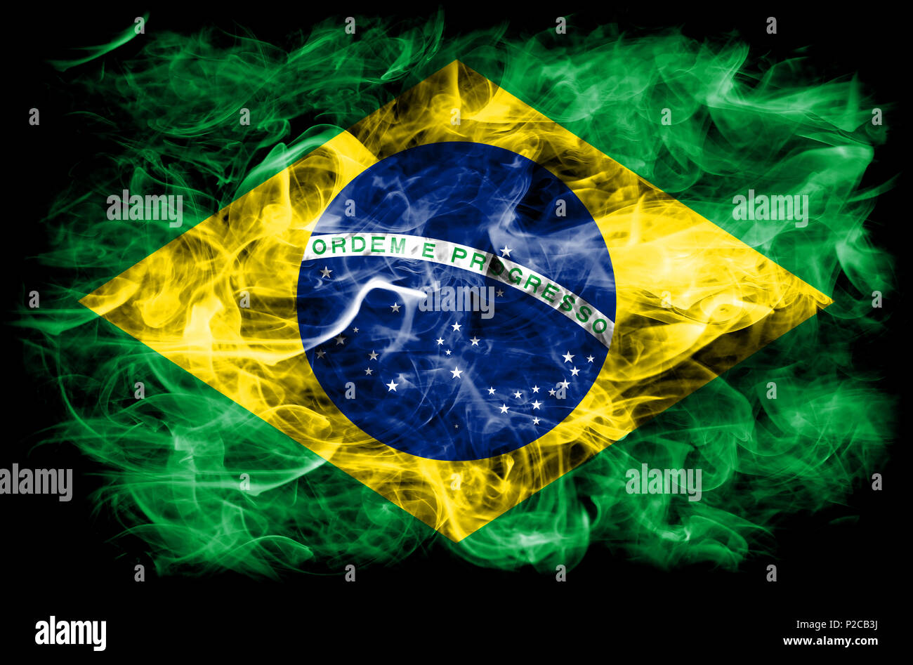 Brazil smoke flag Stock Photo Alamy