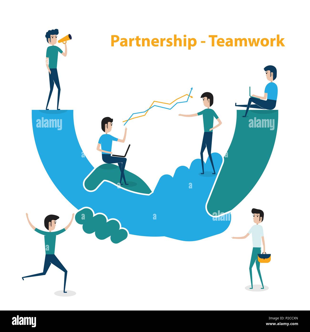 Business people teamwork cooperation and partnership concept.Business meeting and brainstorming. Idea and business concept for teamwork.Vector illustr Stock Vector