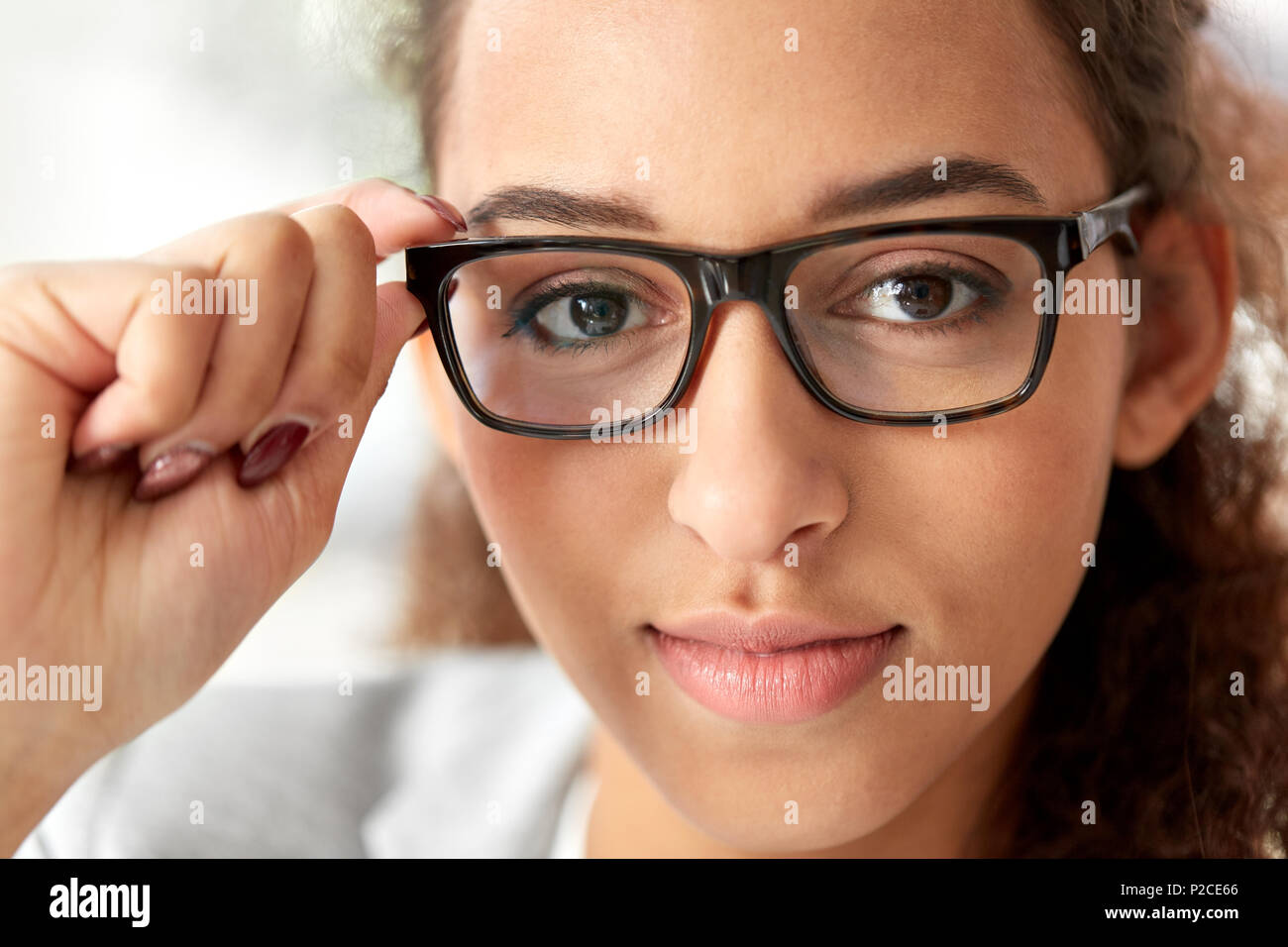 portrait of african american woman in glasses Stock Photo - Alamy