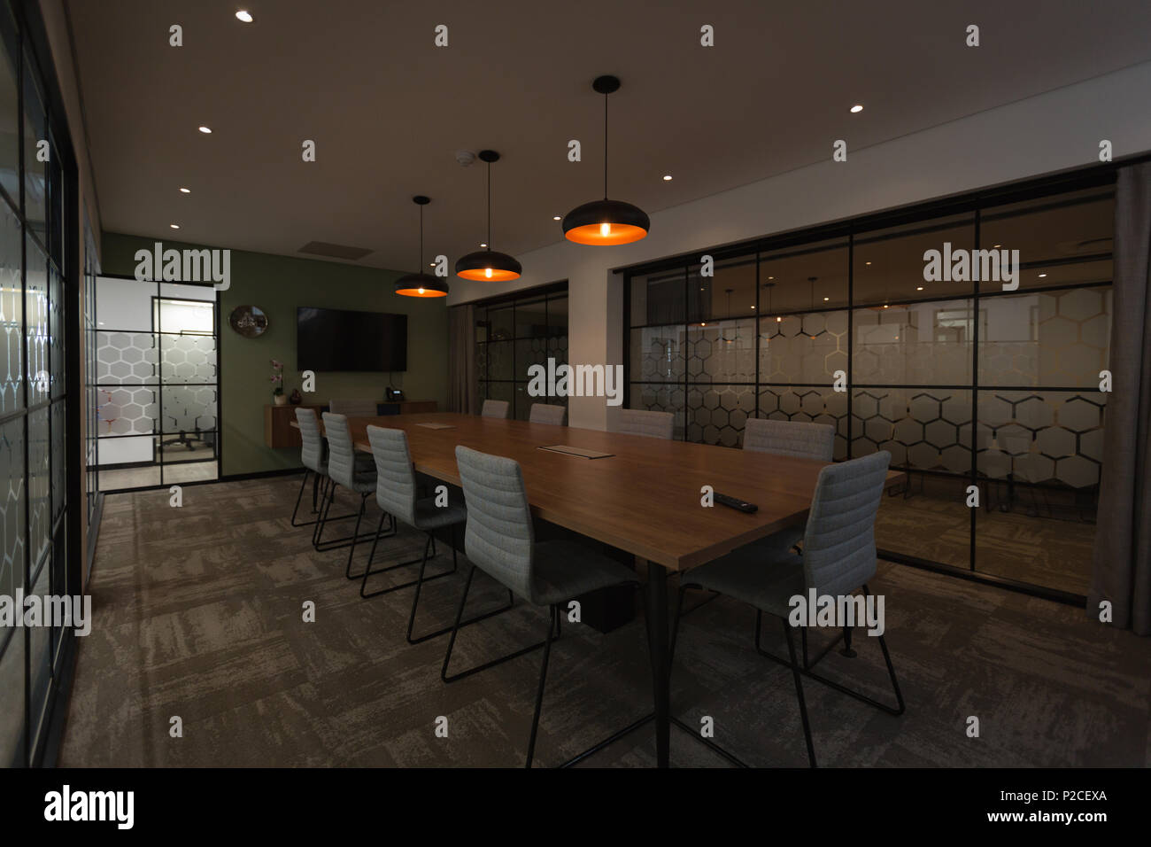 Table and chairs in conference room at office Stock Photo