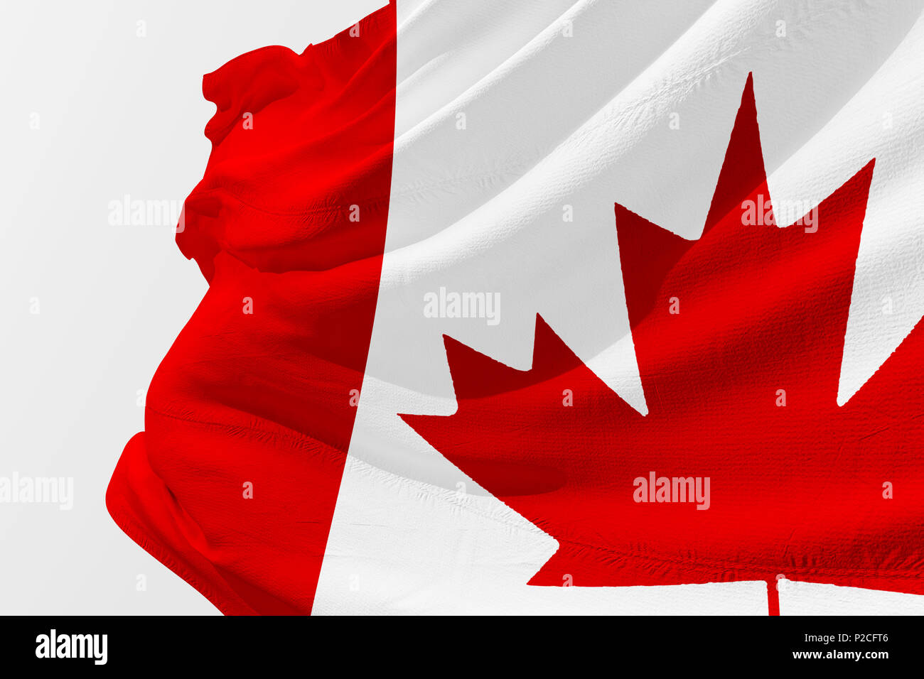 Isolated Canada Flag waving 3d Realistic fabric Stock Photo