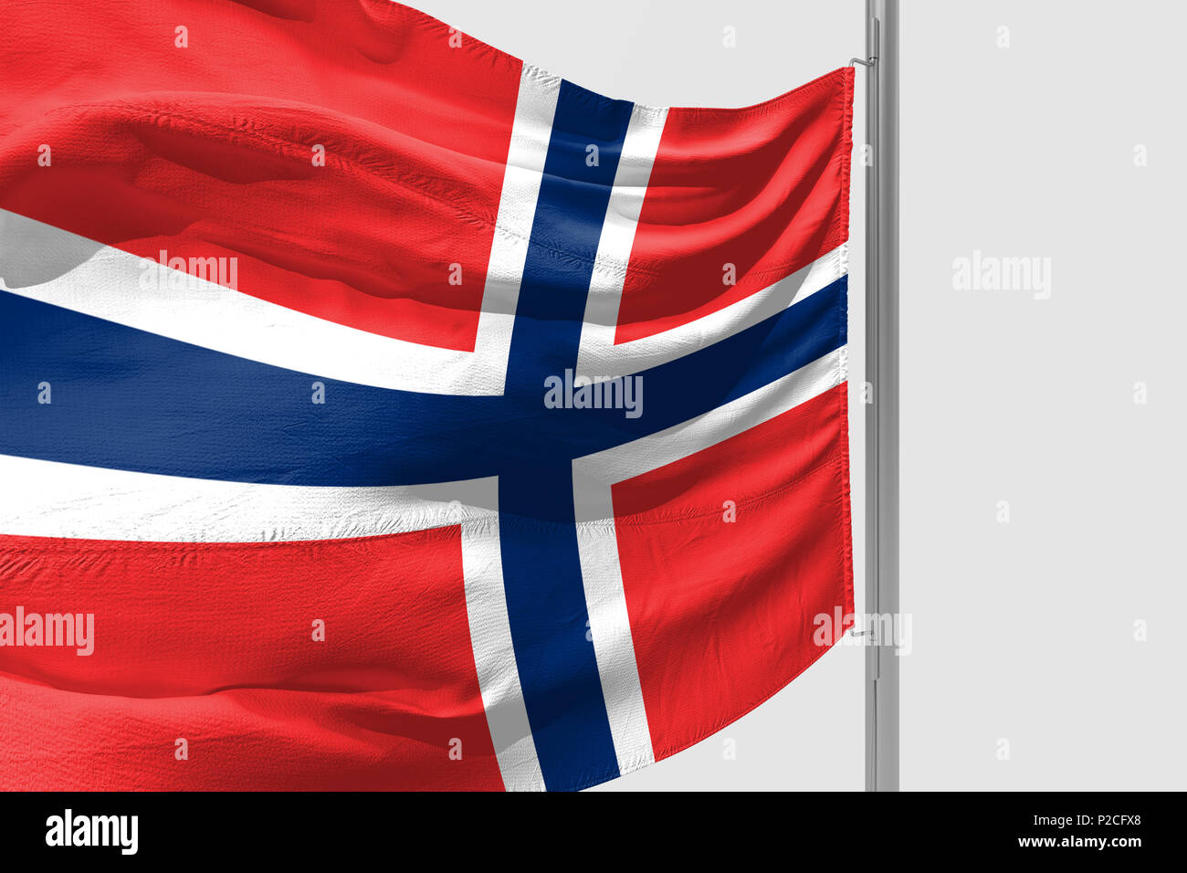 Isolated Norway Flag waving 3d Realistic fabric Stock Photo