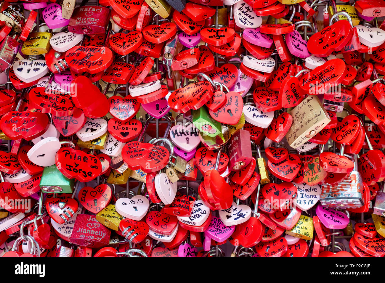 Love locks in Juliet’s House, Verona, Italy Stock Photo