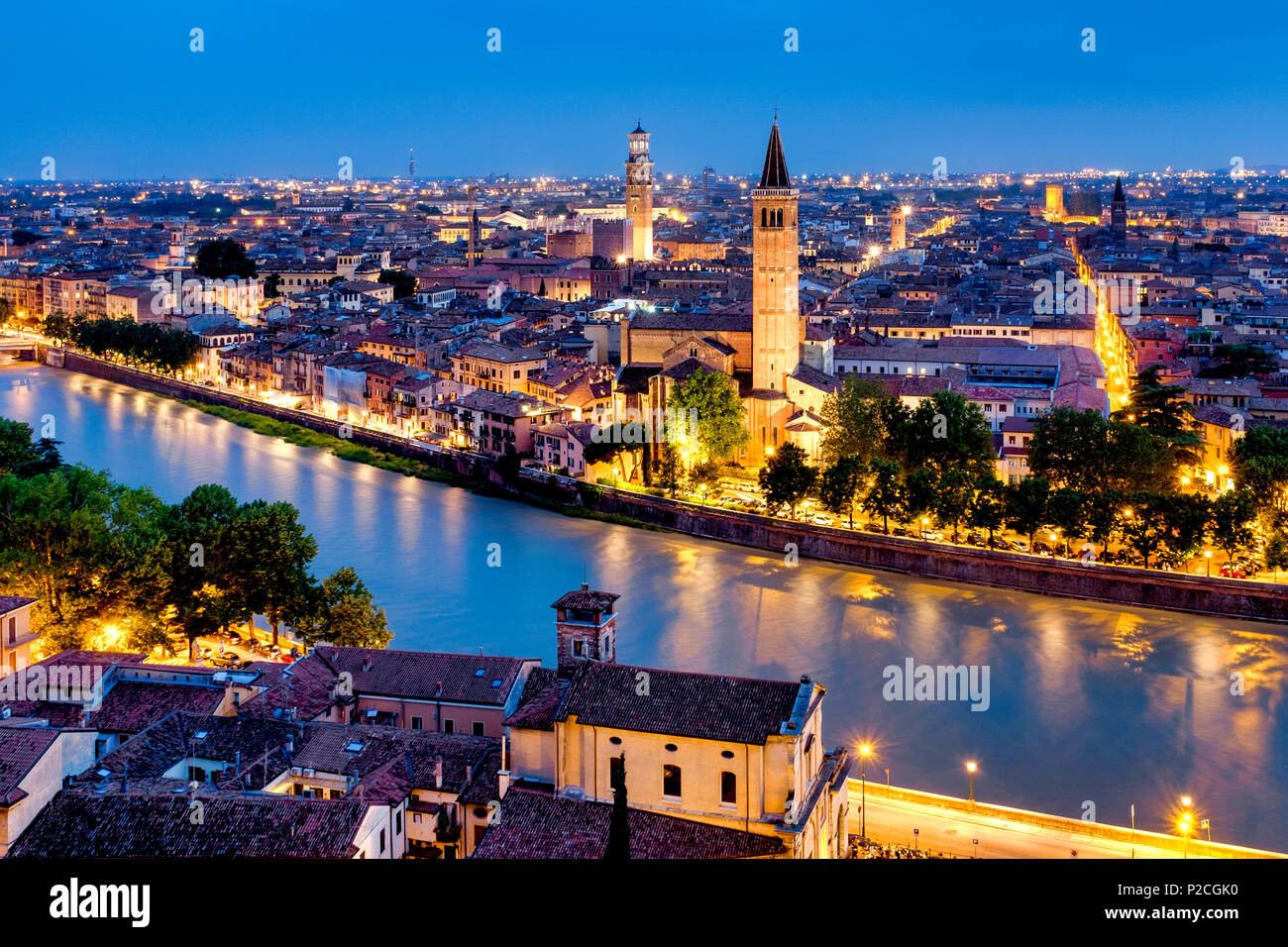 View of Verona from Castel San Pietro, Verona, Italy Stock Photo