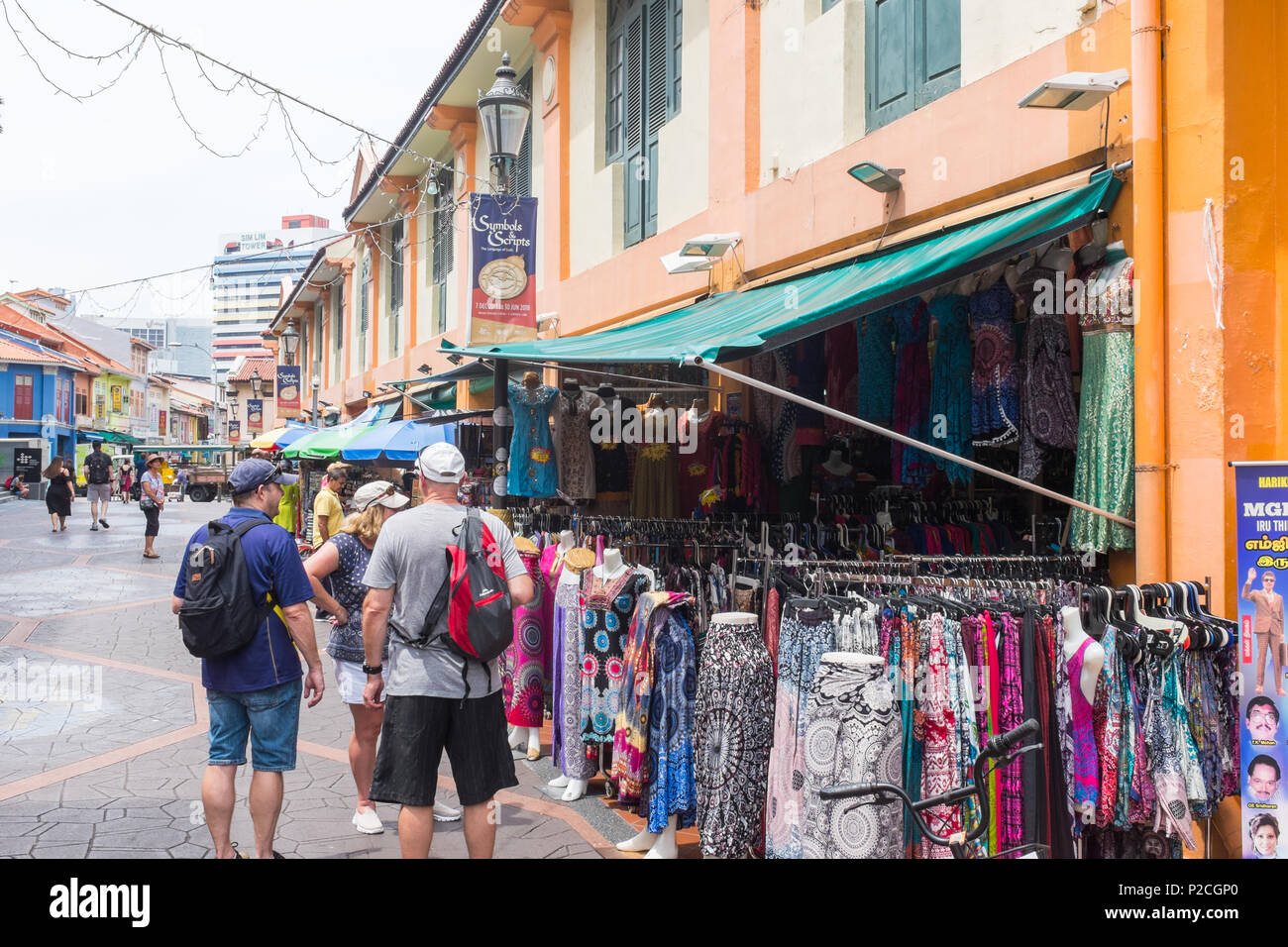 Colourful market stalls near Serangoon Road in the Little India district of Singapore Stock Photo