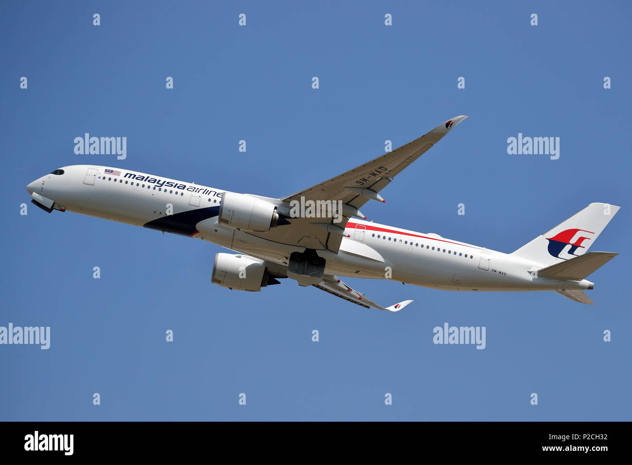 Malaysia Airlines Airbus A350-900 9M-MAD taking off from London