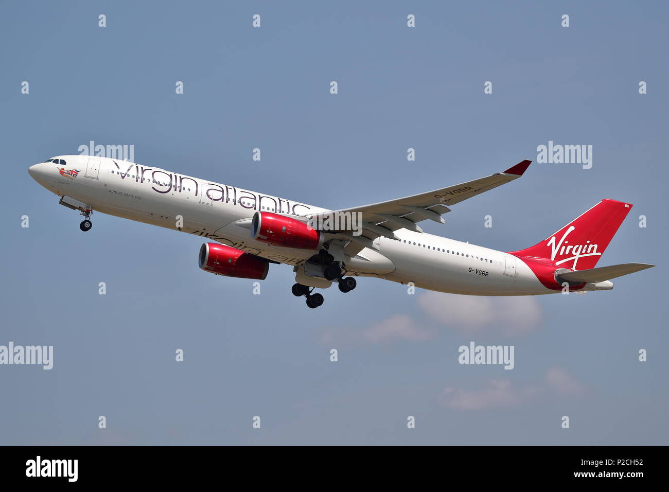 Virgin Atlantic Airlines Airbus A330 G-VGBR taking off from London Heathrow Airport, UK Stock Photo
