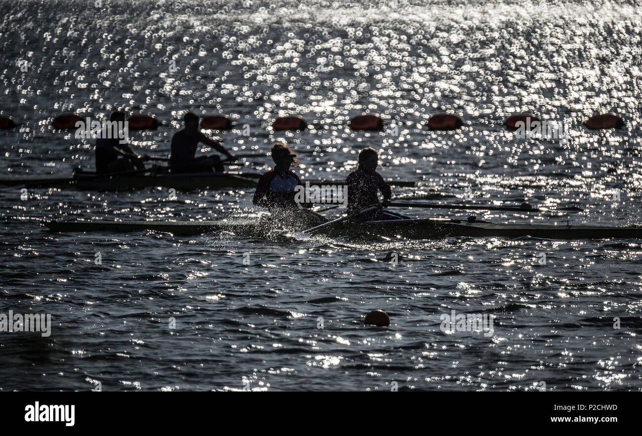 Caversham, Reading, M2, compete, GBRowing, Team-Trials, Redgrave-Pinsent, Rowing-Lake, GB, Rowing, Training-Base, 18.04.2015, © Peter SPURRIER, Silhouette, Stock Photo