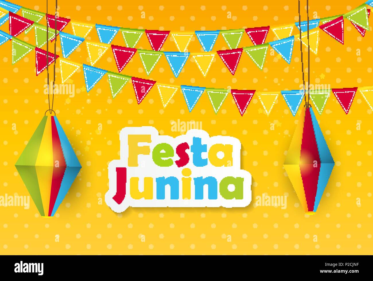 Festa Junina Background. Brazil June Festival Design for Greeting Card. Vector Illustration Stock Vector