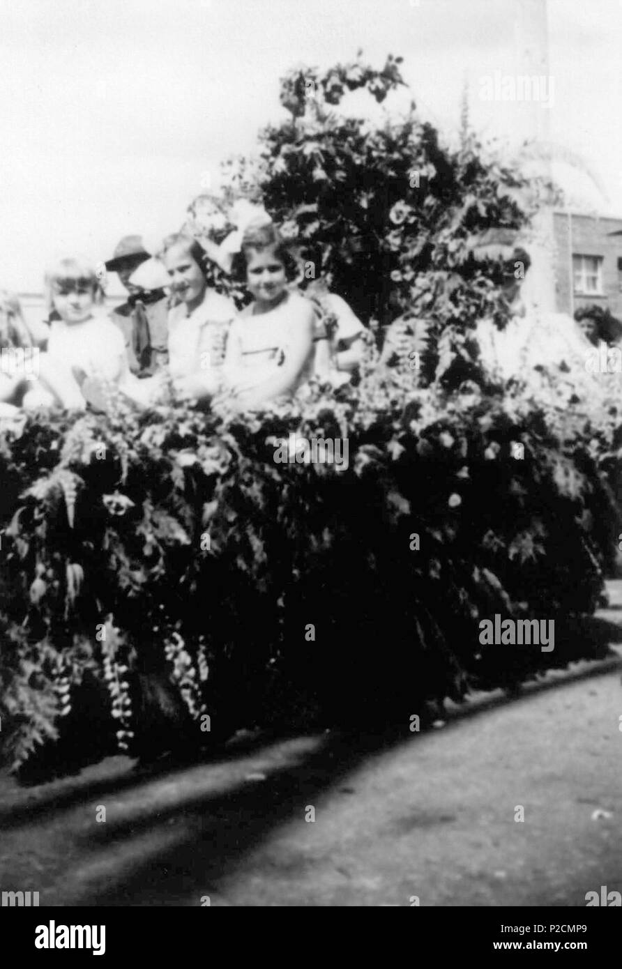 . English Parade float. Historical images of Beaverton, Oregon